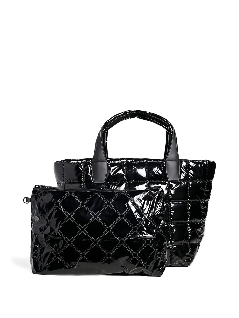 Veecollective Artificial-leather Quilted Tote Bag In Black