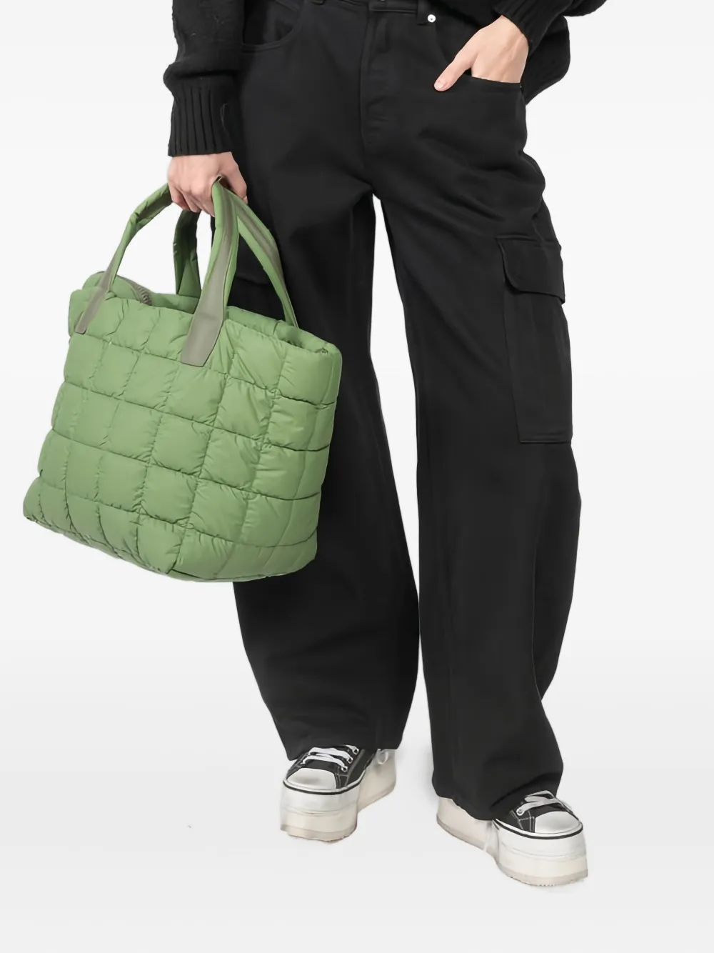 VeeCollective quilted top-handles tote bag - Groen