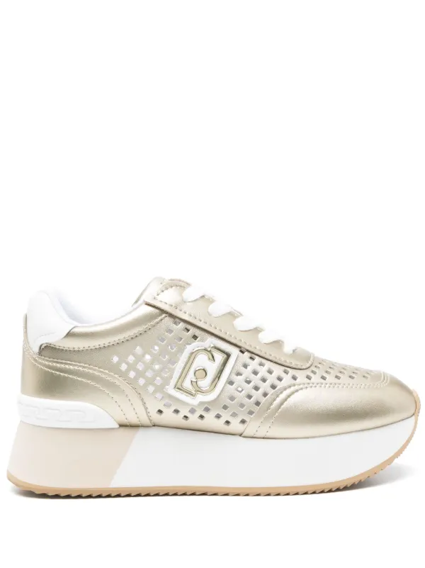 LIU JO Perforated Platform Sneakers Gold FARFETCH ID