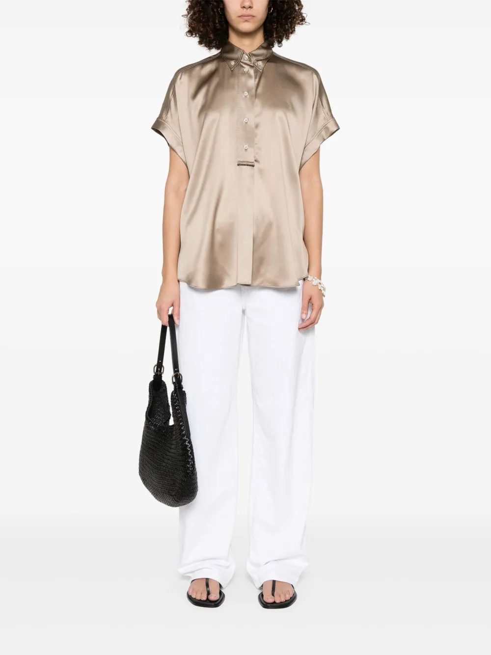 Brunello Cucinelli Satijnen blouse - Bruin