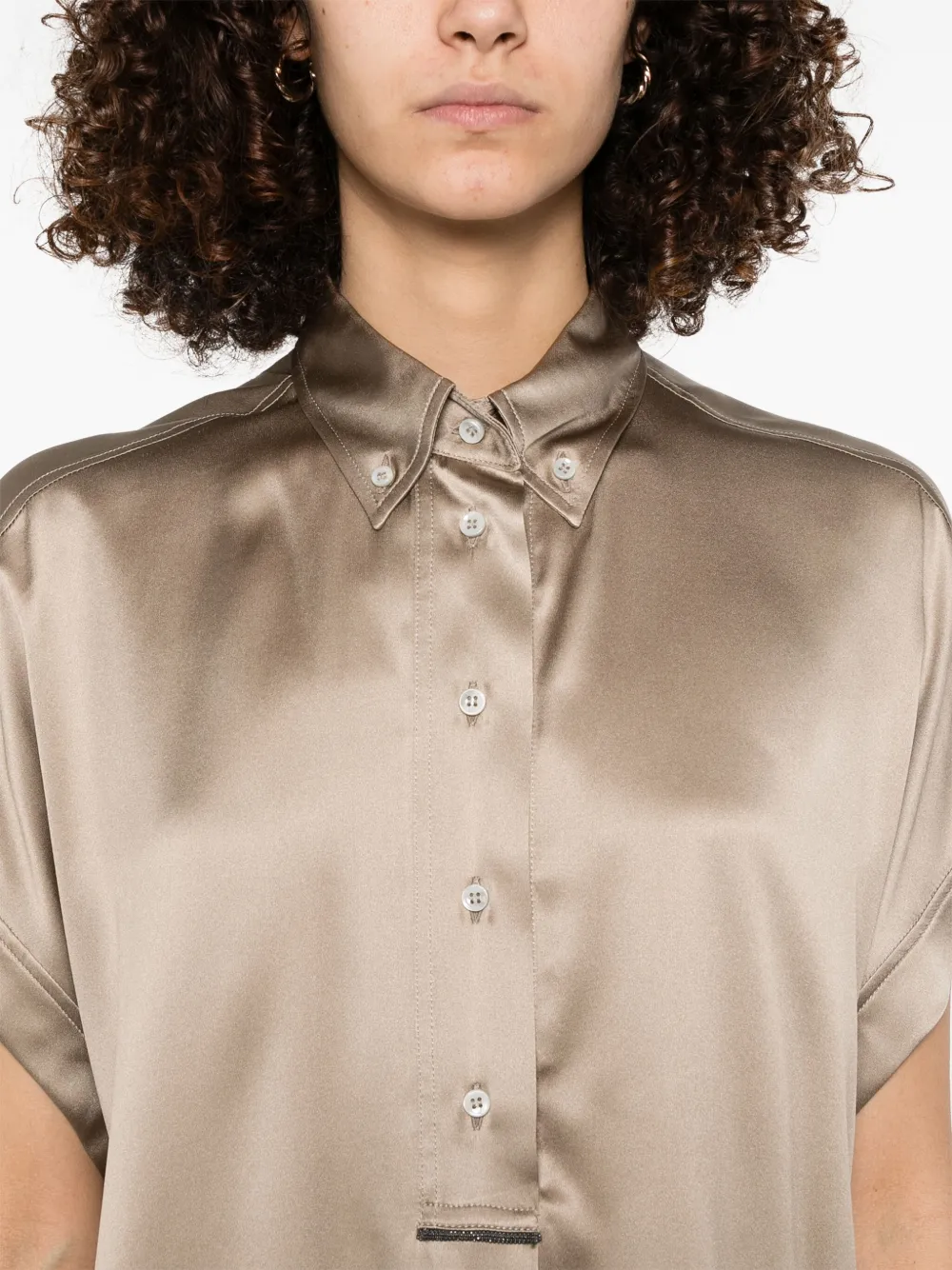 Brunello Cucinelli Satijnen blouse Bruin