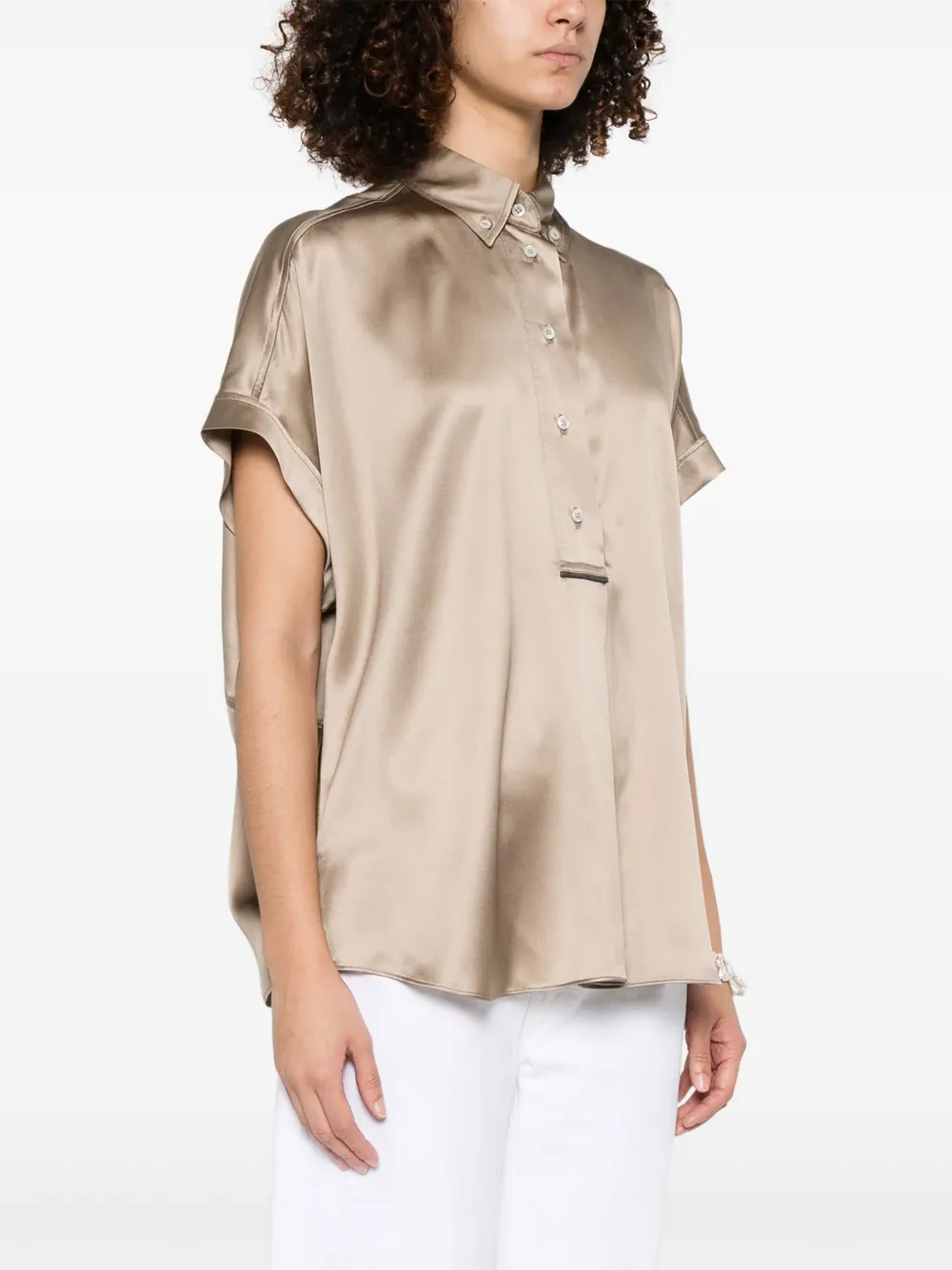 Brunello Cucinelli Satijnen blouse Bruin