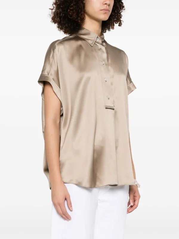 Brunello Cucinelli サテン ブラウス | ブラウン | FARFETCH JP