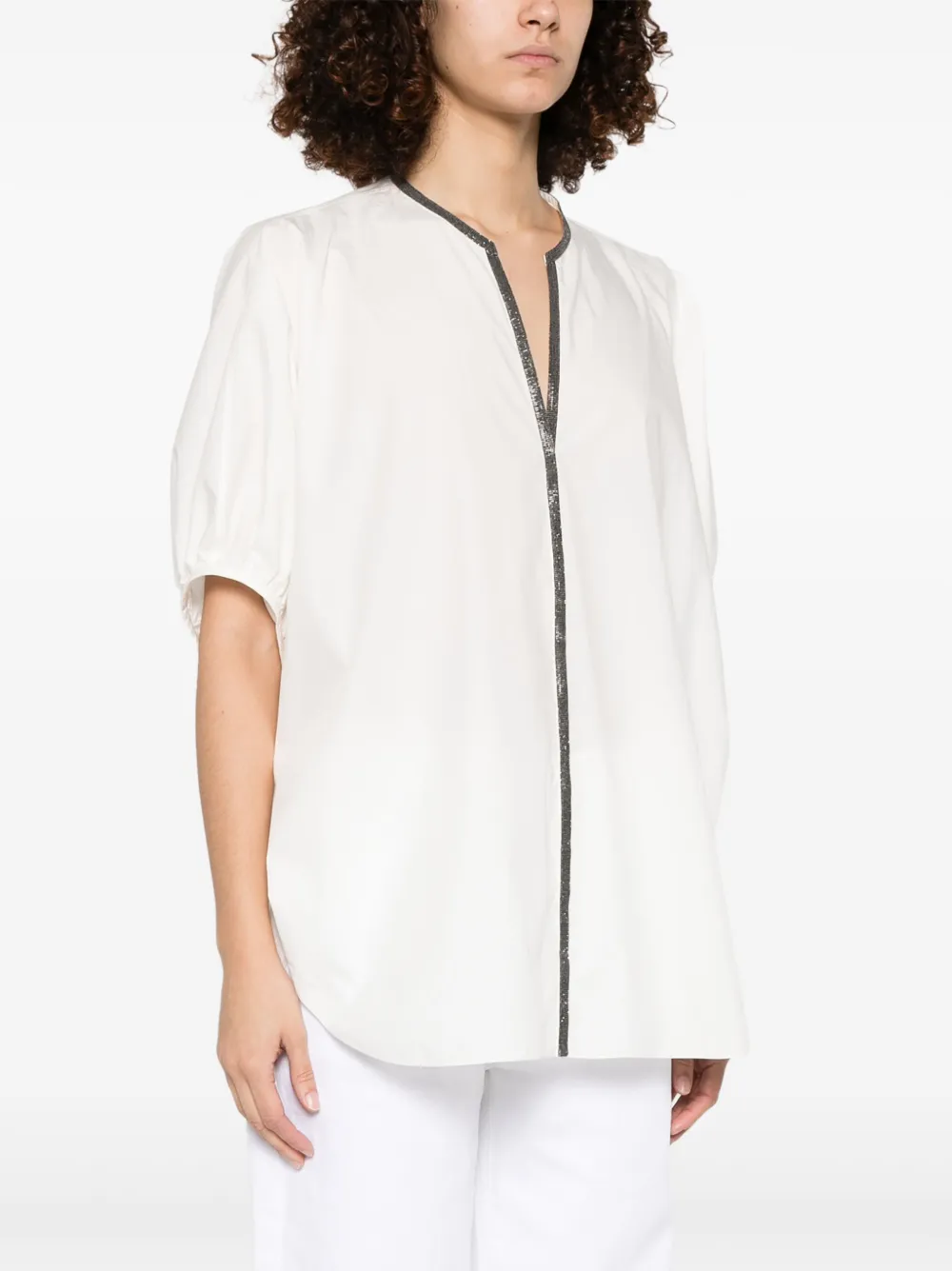 Brunello Cucinelli Blouse met moniliketting Wit