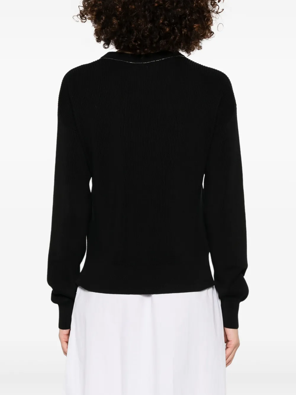Brunello Cucinelli Trui met moniliketting Zwart