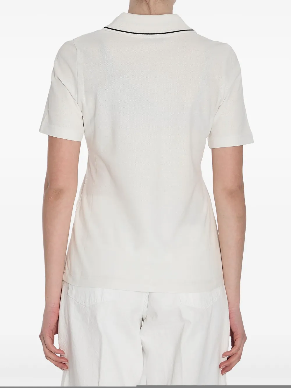 Moncler Cotton Piquet Pole With Logo Patch In White