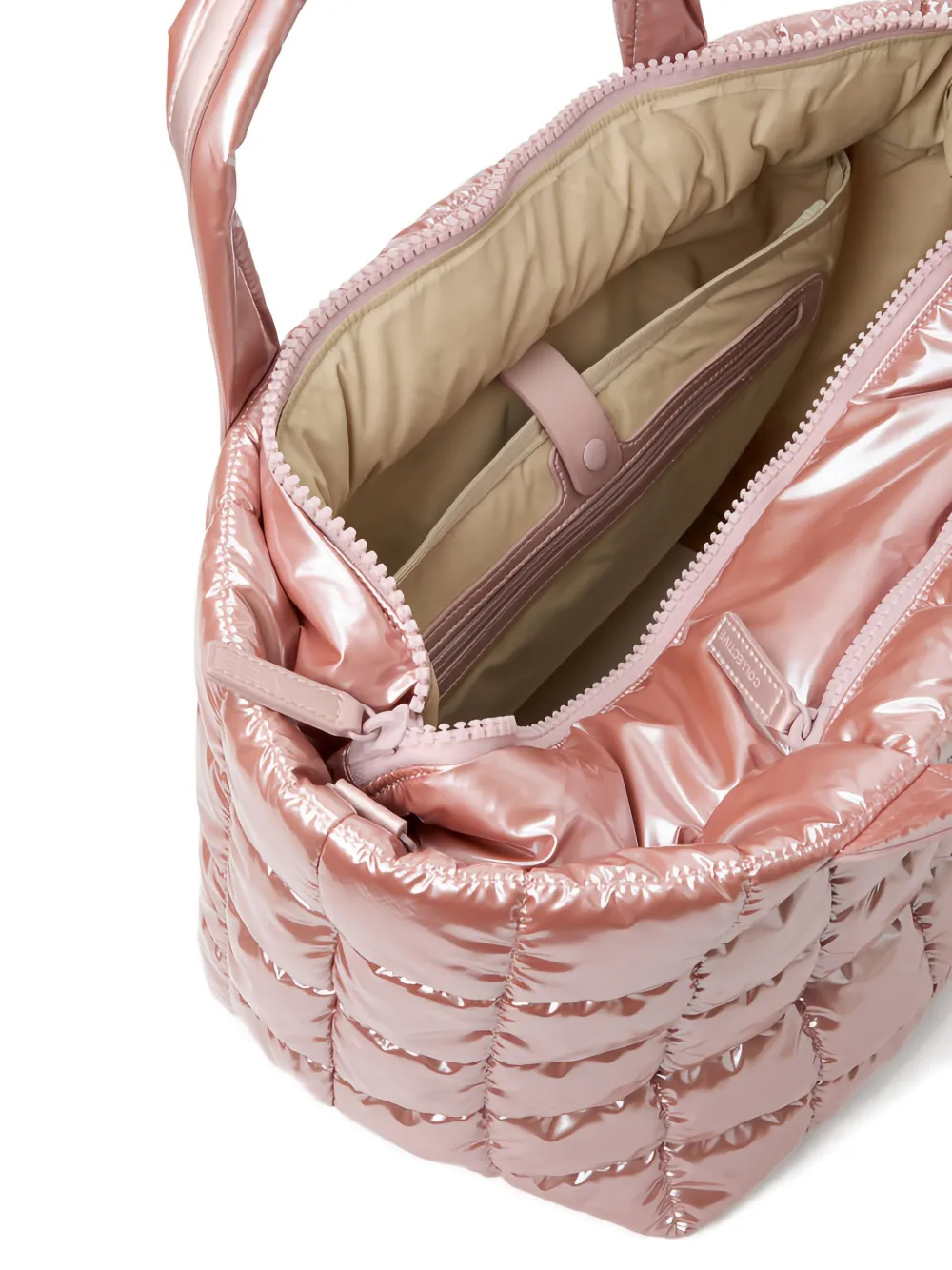 Veecollective Porter Small Metallic Quilted Tote Bag In Pink