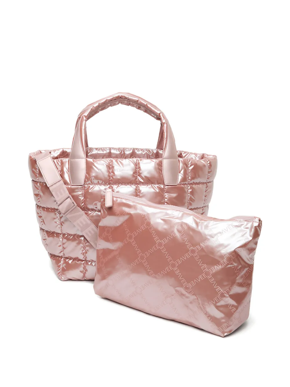 Veecollective Porter Small Metallic Quilted Tote Bag In Pink