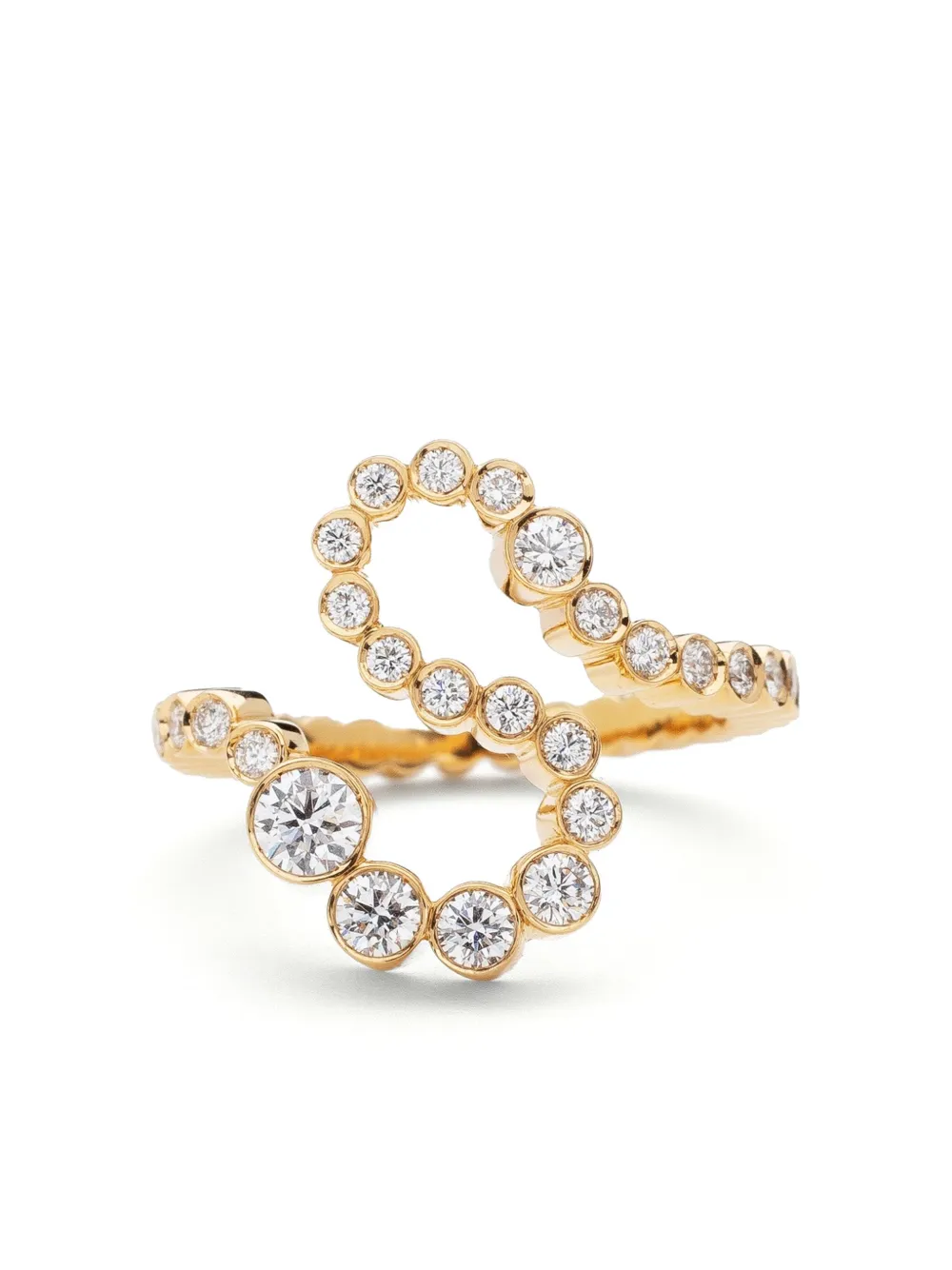 18kt recycled yellow gold S letter diamond ring