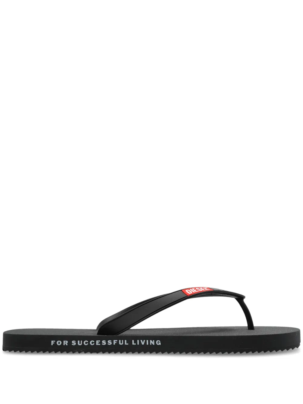 Diesel logo flip flops Black