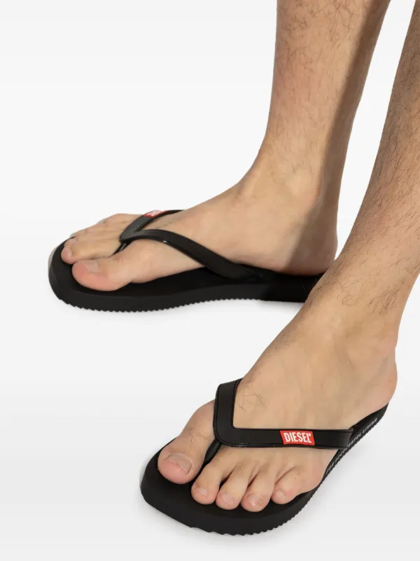 Diesel Logo Flip Flops | Black | FARFETCH