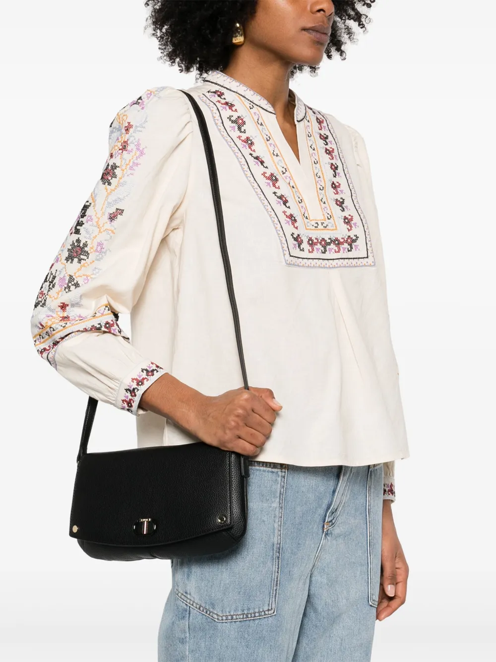 TWINSET Oval T crossbodytas met logo - Zwart