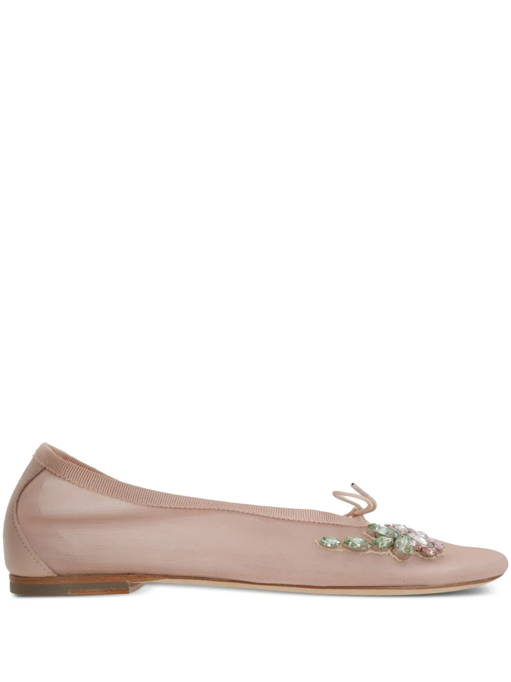 Simone Rocha rhinestone-appliqué mesh ballet flats Neutrals