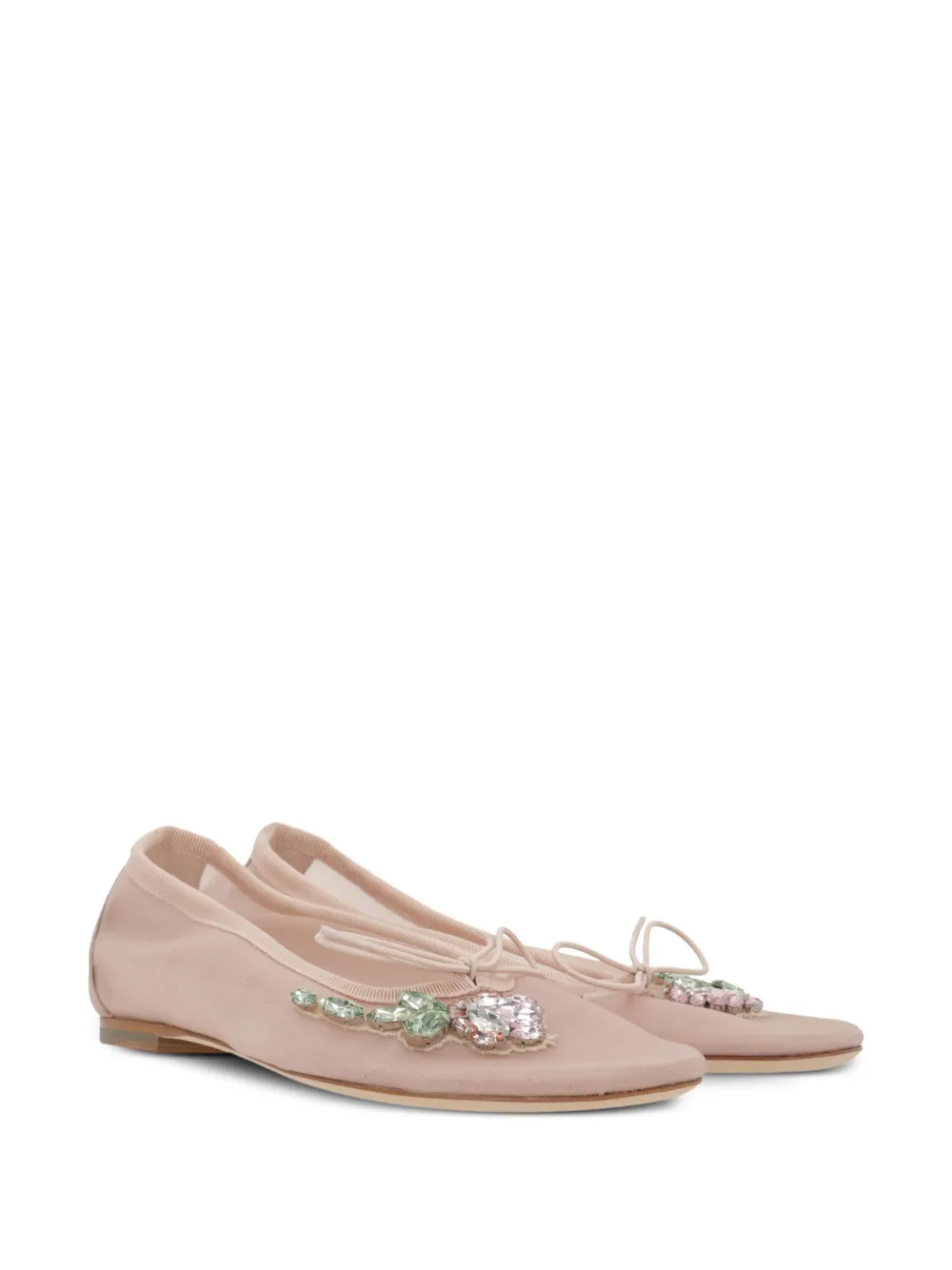 Simone Rocha rhinestone-appliqué mesh ballet flats Neutrals