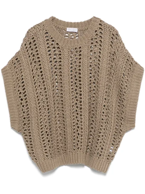 Brunello Cucinelli ribbed-net cotton vest