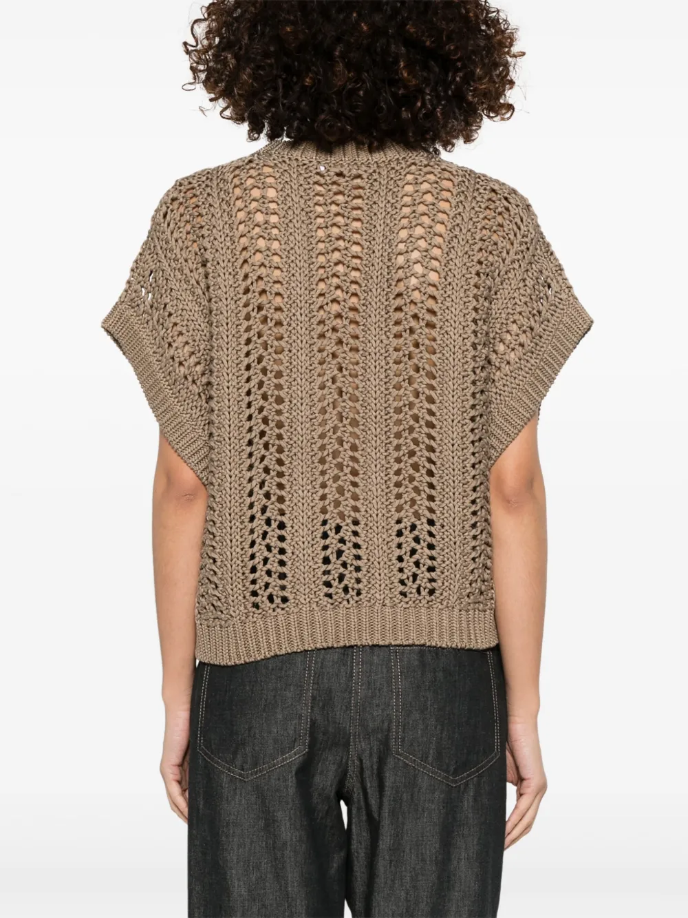 BRUNELLO CUCINELLI RIBBED-NET COTTON VEST
