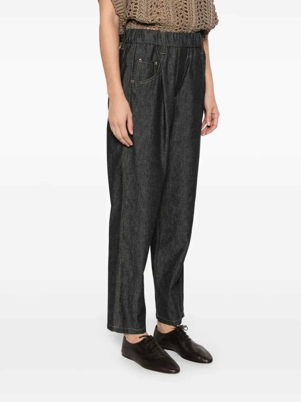 Brunello Cucinelli Chambray broek Zwart
