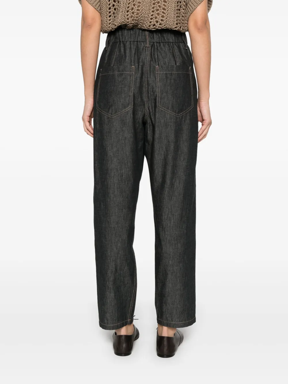 Brunello Cucinelli Chambray broek Zwart