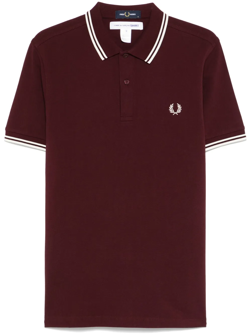Comme Des Garçons Shirt x Fred Perry slogan-print polo shirt Comme Des Garçons Shirt x Fred Perry slogan-print polo shirt