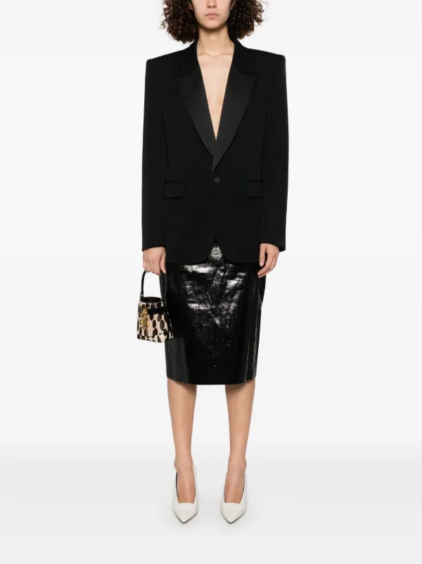 ジャケット SAINT LAURENT Women Outer 818718Y7E63 1000 NERO Black Saint Laurent grain-de-poudre Blazer | Black | FARFETCH