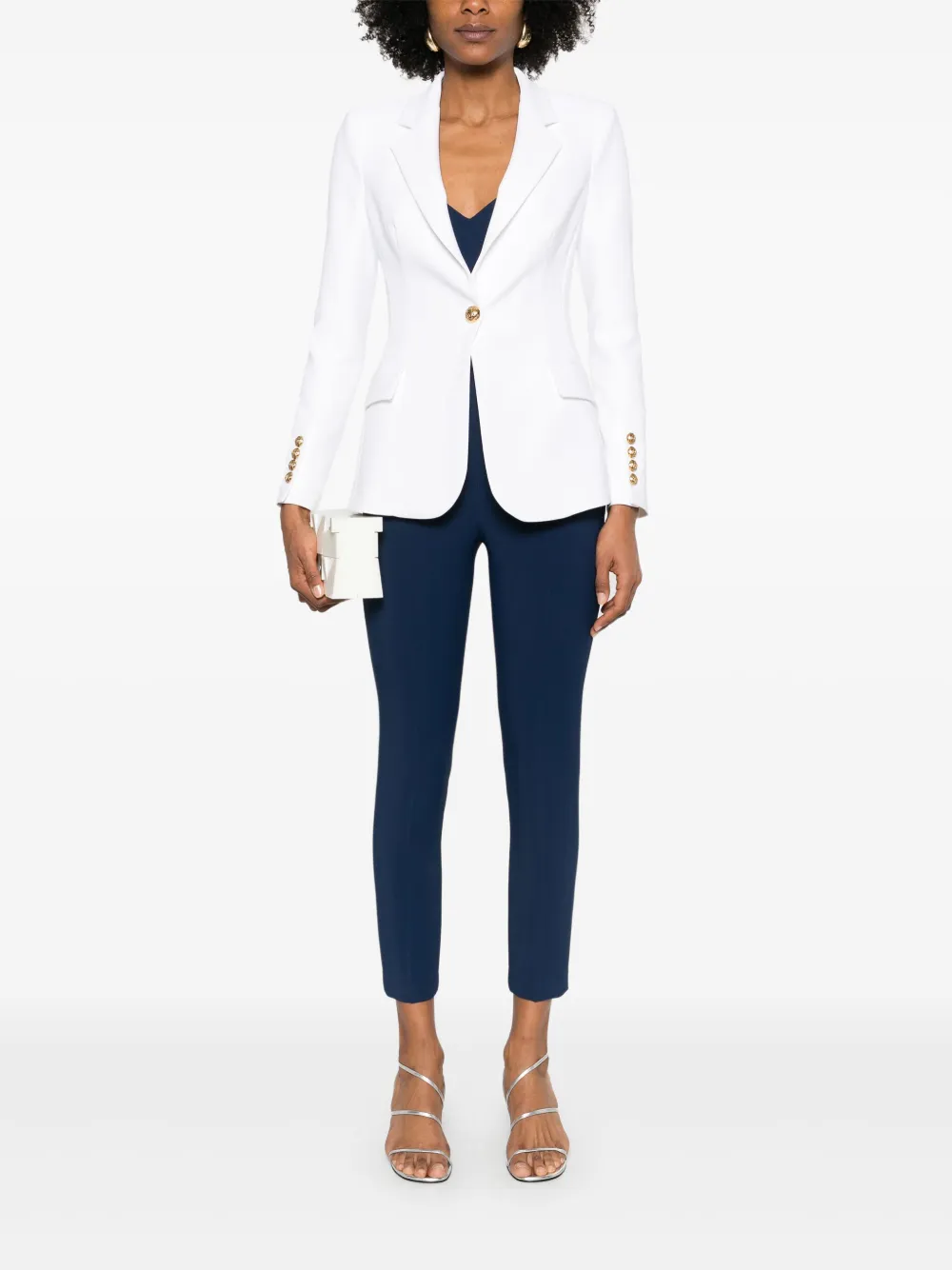 Elisabetta Franchi Crêpe blazer met banddetail - Wit