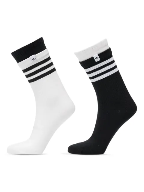 adidas طقم جوارب مخططة بطول فوق الكاحل (قطعتان)