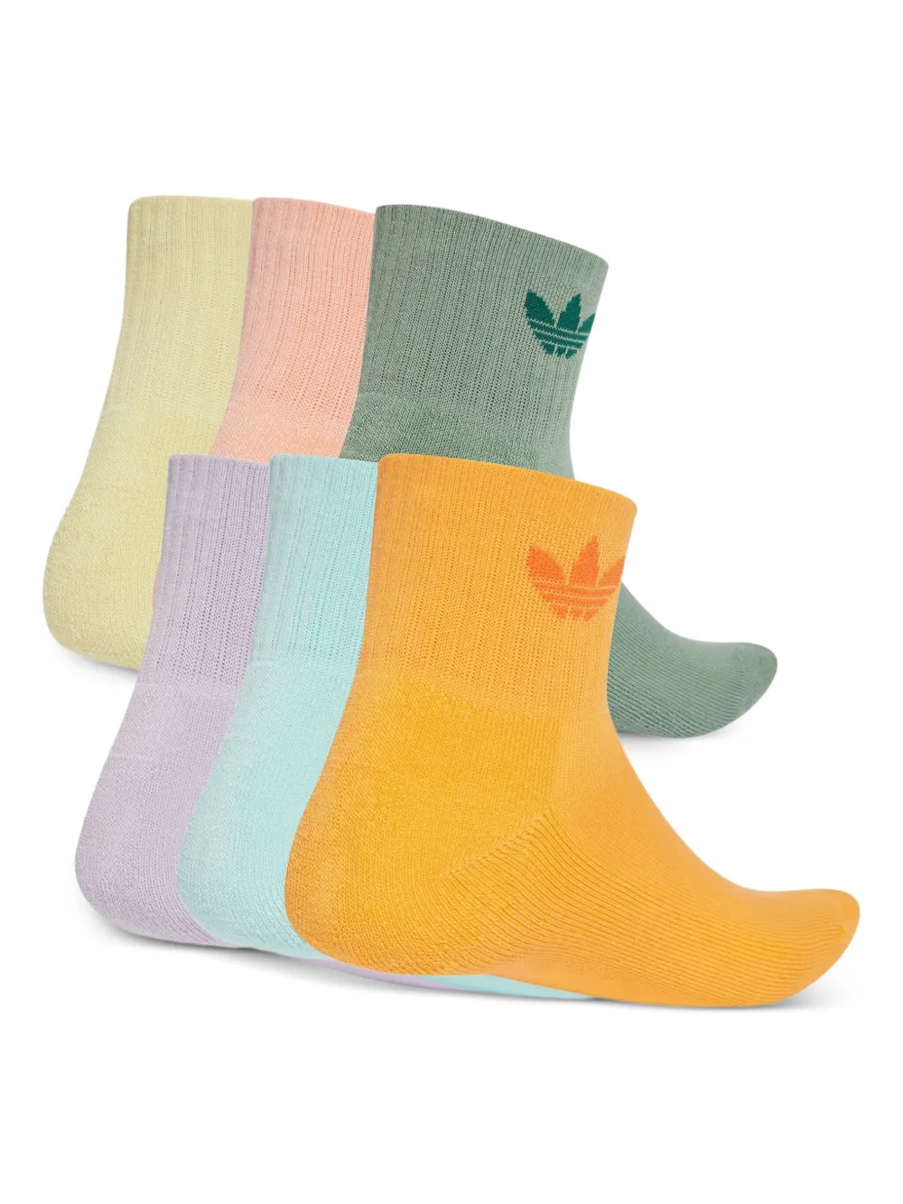 adidas Zes paar sokken met logo-intarsia Groen