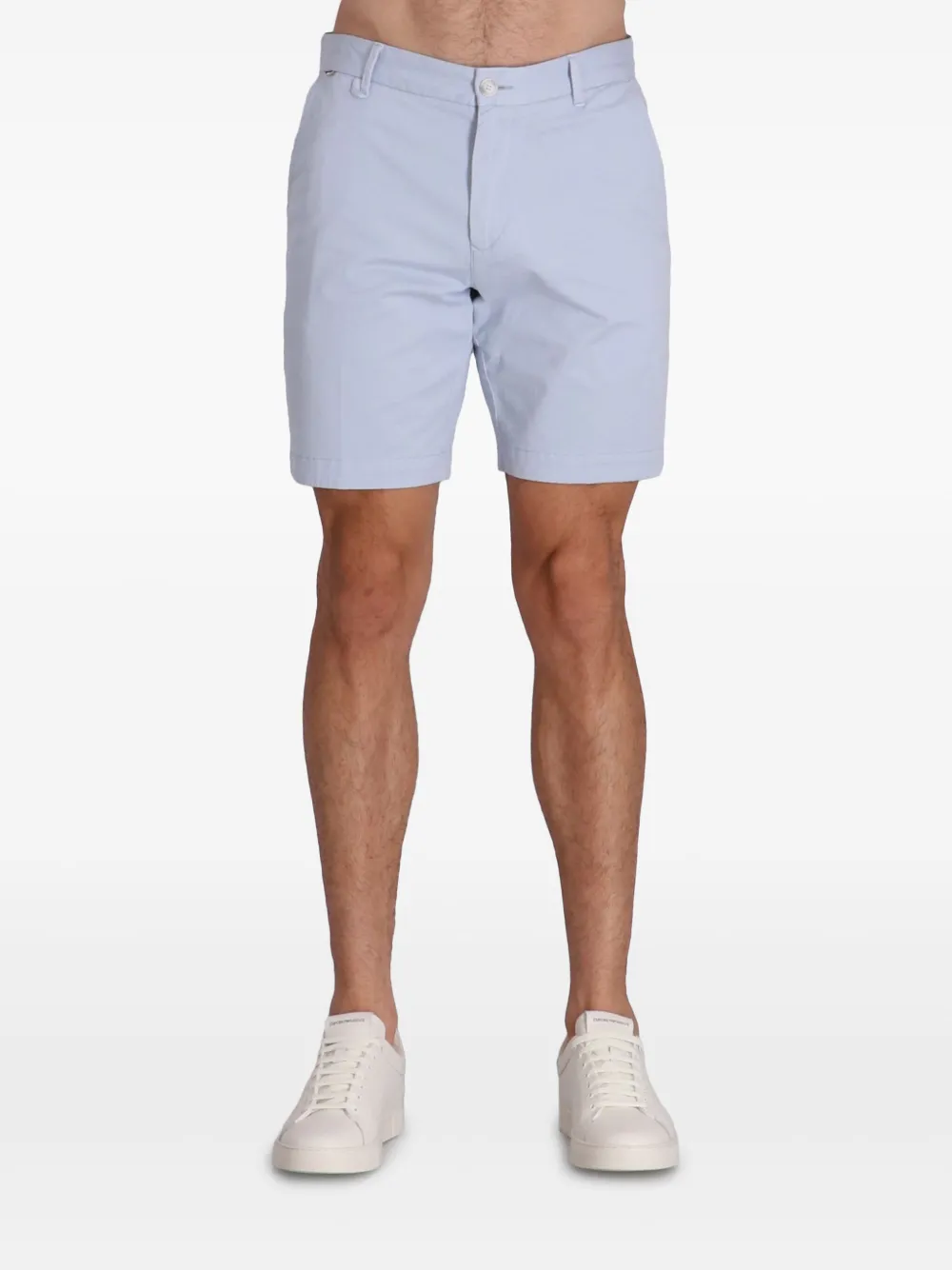 BOSS Katoenen gabardine shorts Blauw