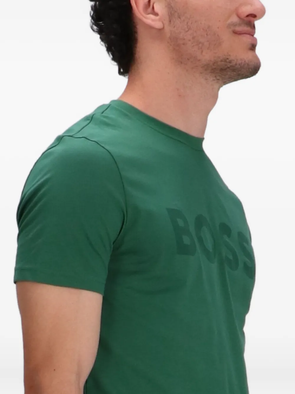 BOSS T-shirt met logoprint Groen