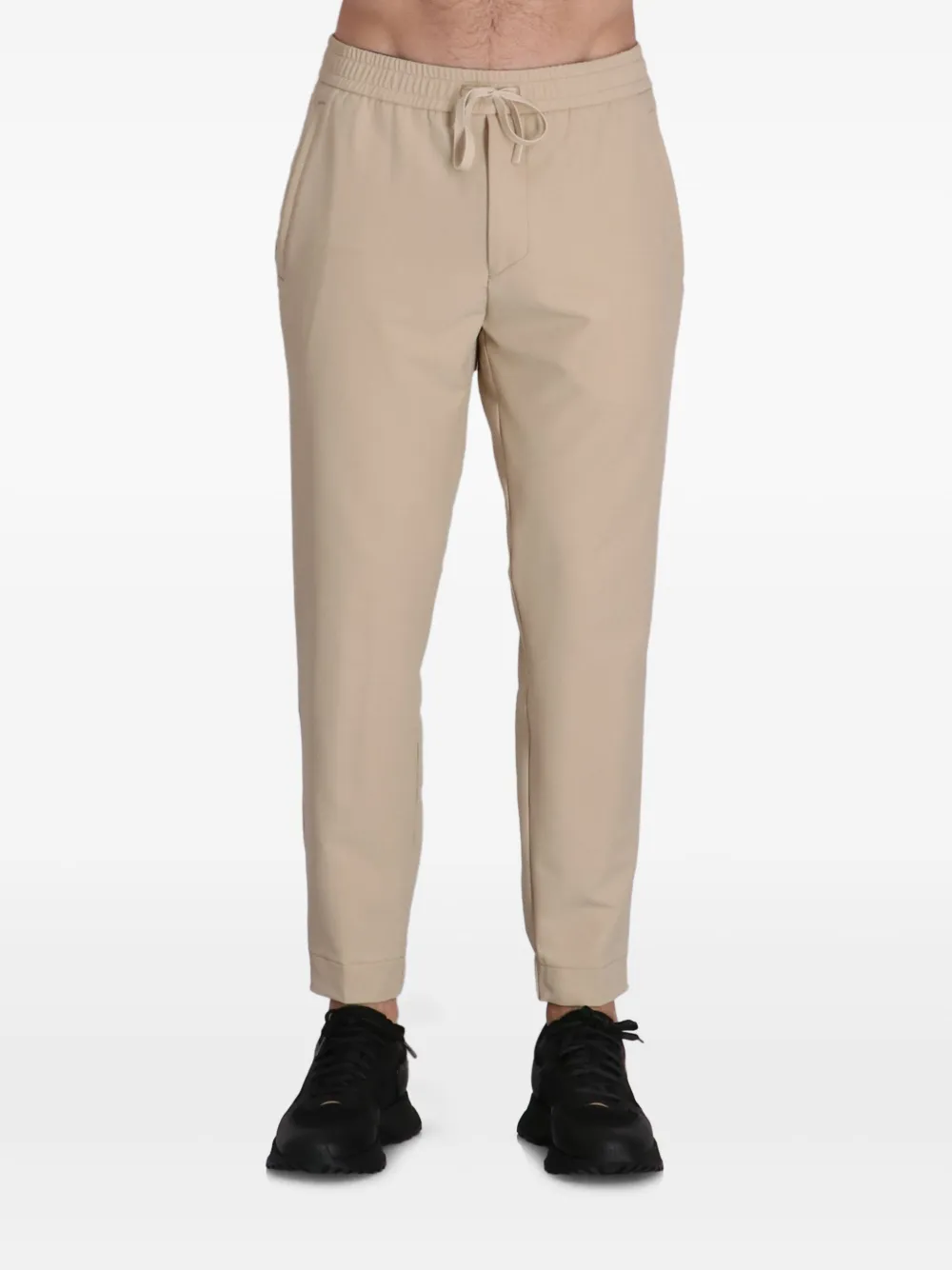 Hugo Boss Mens Boss Logo-embroidery Relaxed-fit Recycled-polyester Blend Stretch-borg Jogging Bottoms In Neutrals