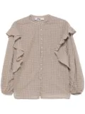 PNK ruffle-detail checkered shirt - Brown