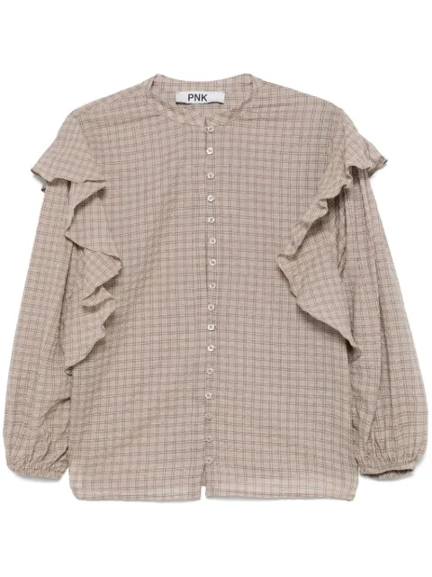 PNK camisa con motivo de cuadros y detalle de volantes