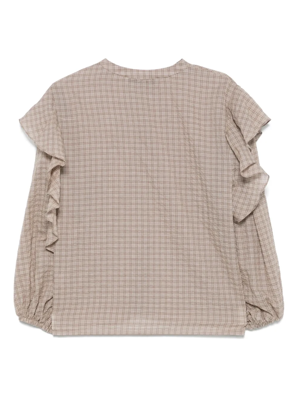 PNK Geruite blouse met ruches - Bruin