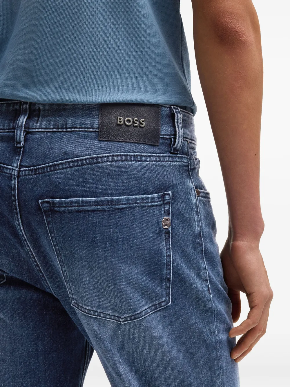 BOSS Jeans met toelopende pijpen Blauw