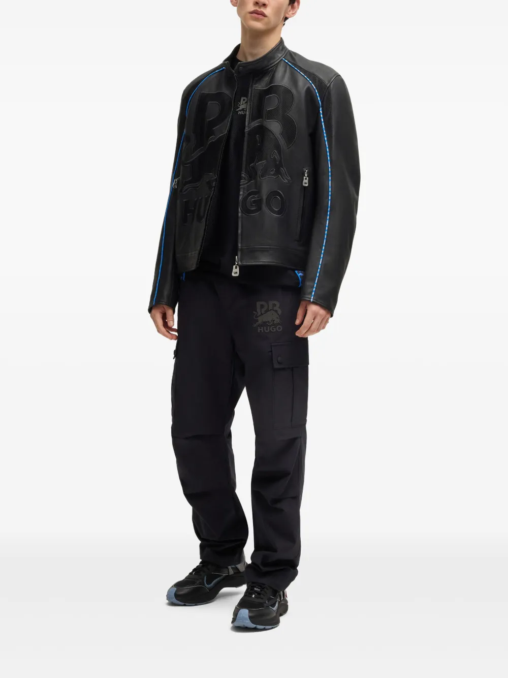 Hugo Boss X Rb Logo-embroidered Jacket In Black