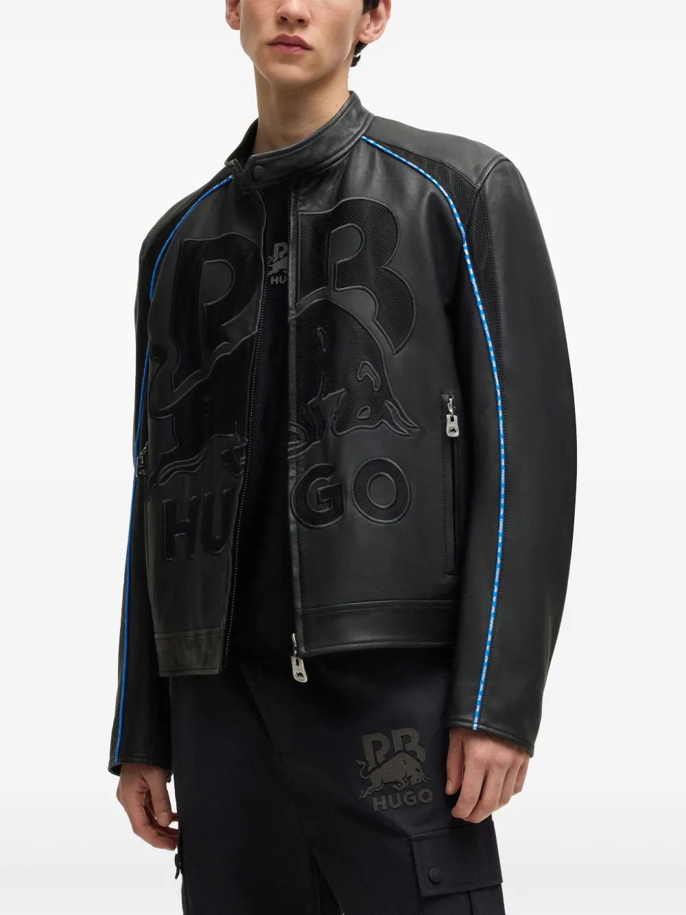 Hugo Boss X Rb Logo-embroidered Jacket In Black
