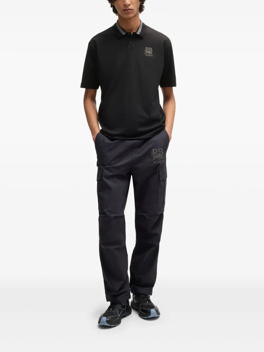 HUGO x RB poloshirt met logo-applicatie - Zwart