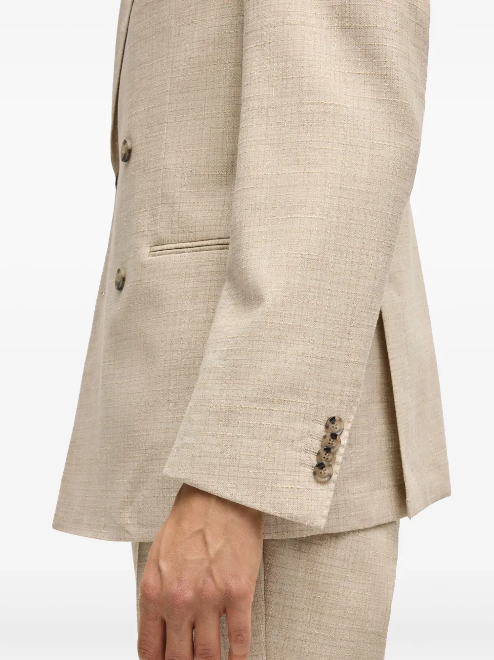 BOSS Tweed pak met dubbele rij knopen Beige