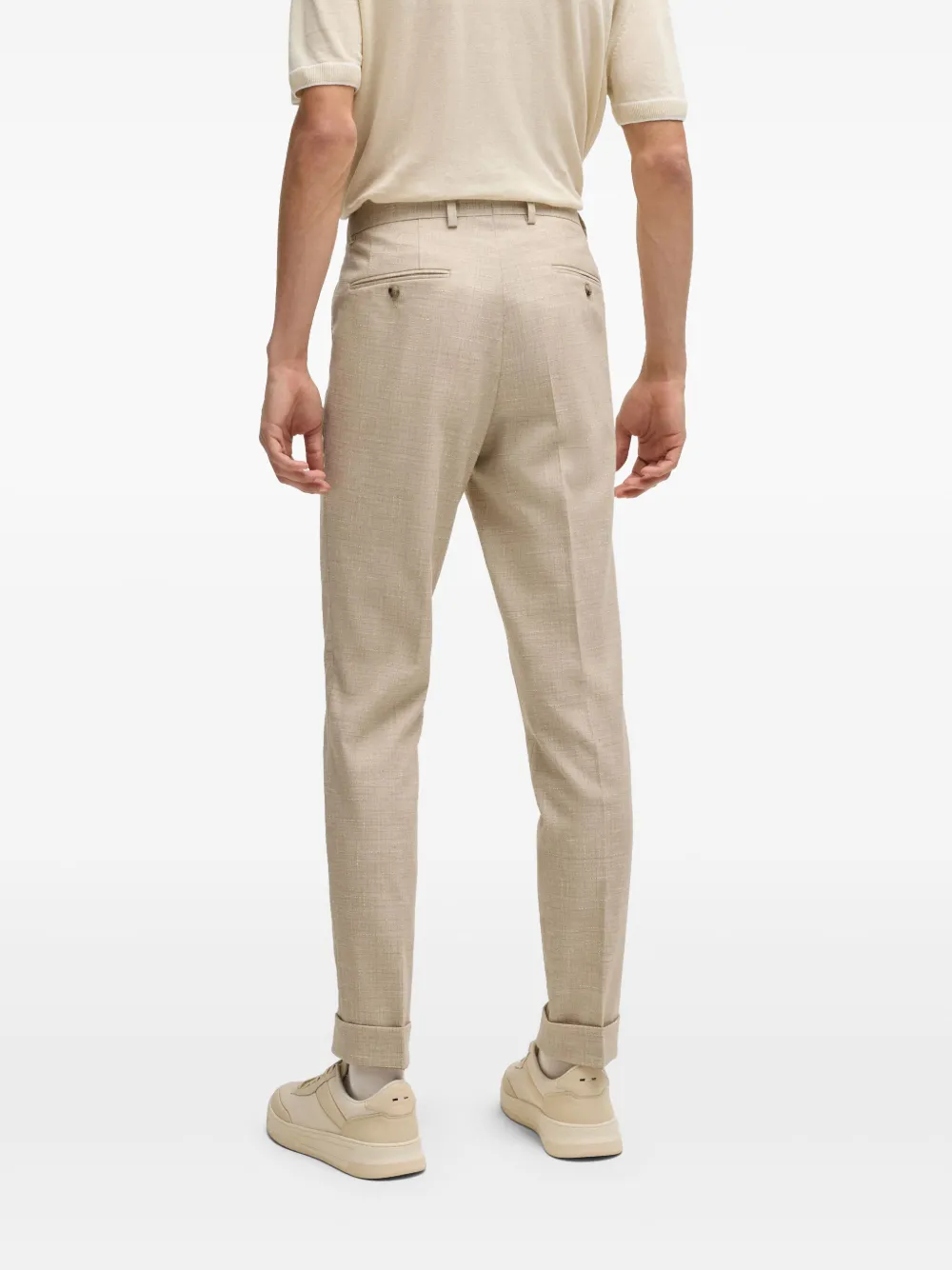 BOSS Tweed pak met dubbele rij knopen Beige