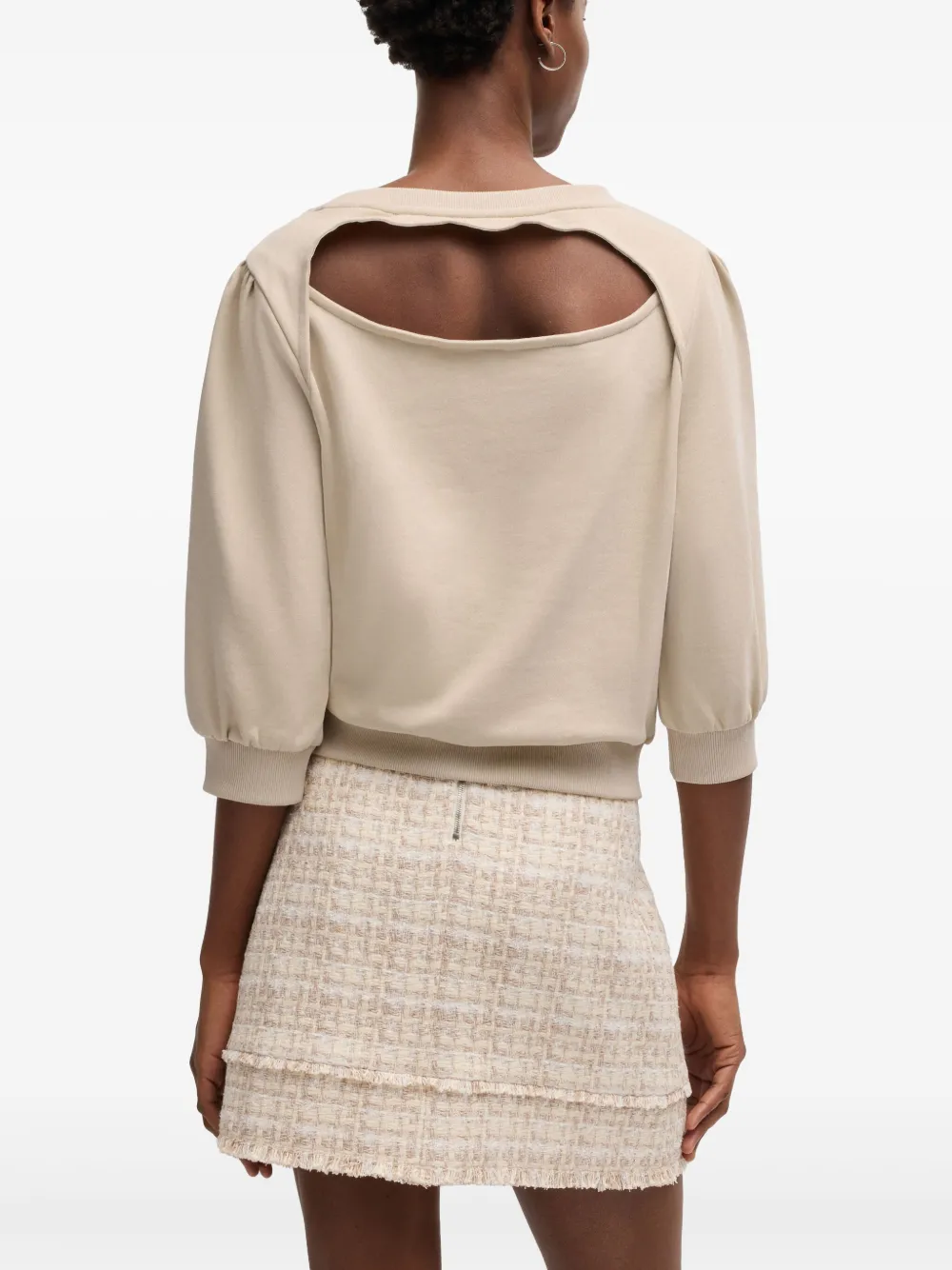 BOSS Katoenen sweater met logo Beige