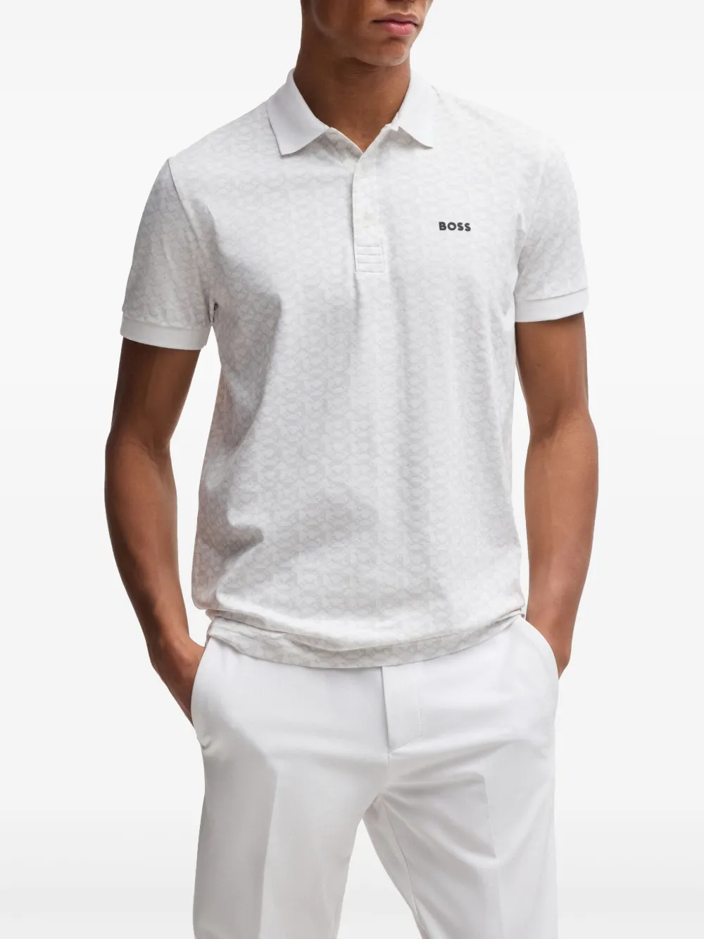 BOSS Poloshirt met print Wit