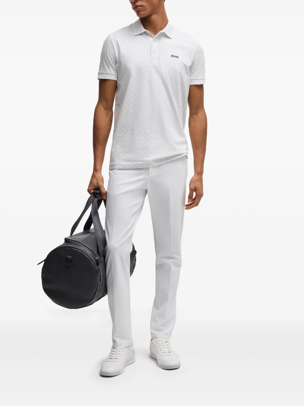 BOSS Poloshirt met print - Wit