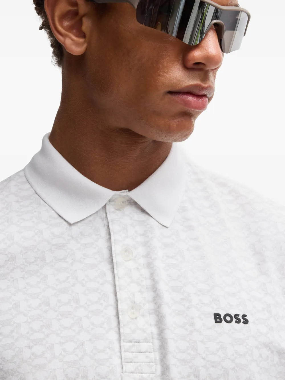 BOSS Poloshirt met print Wit