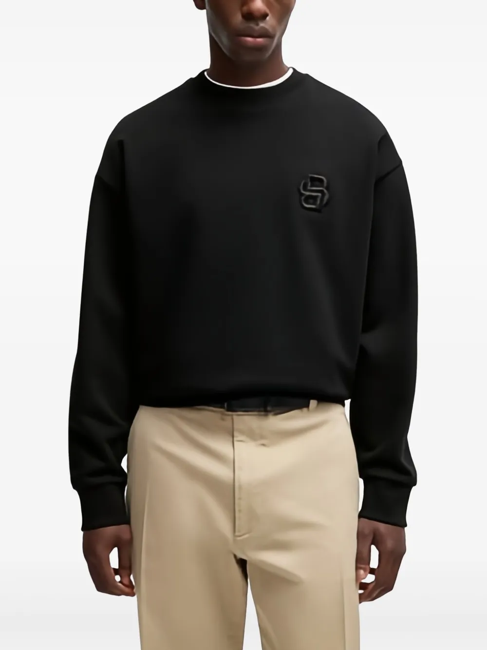 BOSS Sweater met borduurwerk Zwart