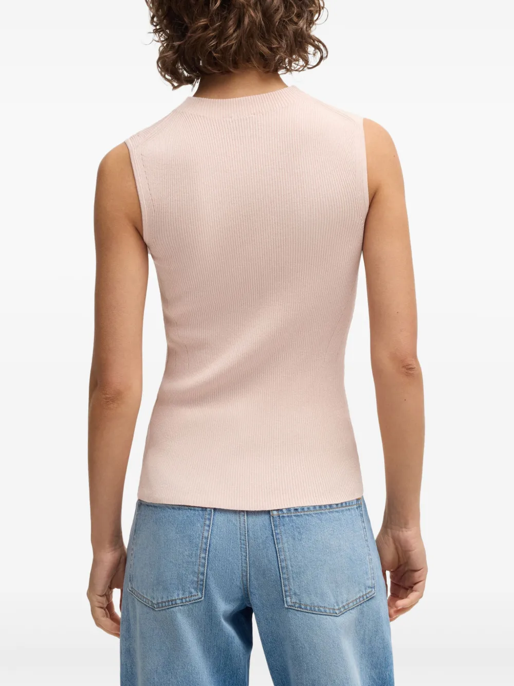 BOSS Ribgebreide top Roze