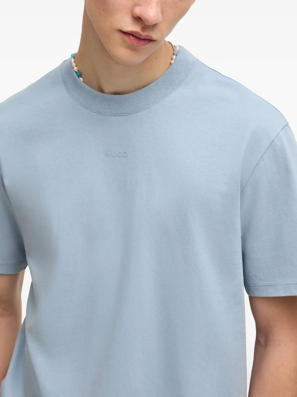 HUGO Katoenen T-shirt Blauw