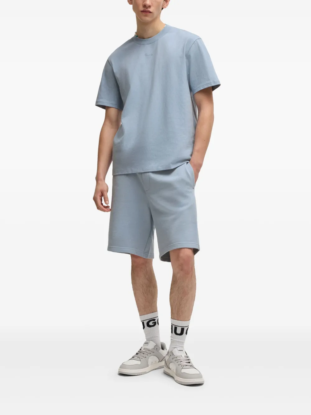 HUGO Katoenen T-shirt - Blauw