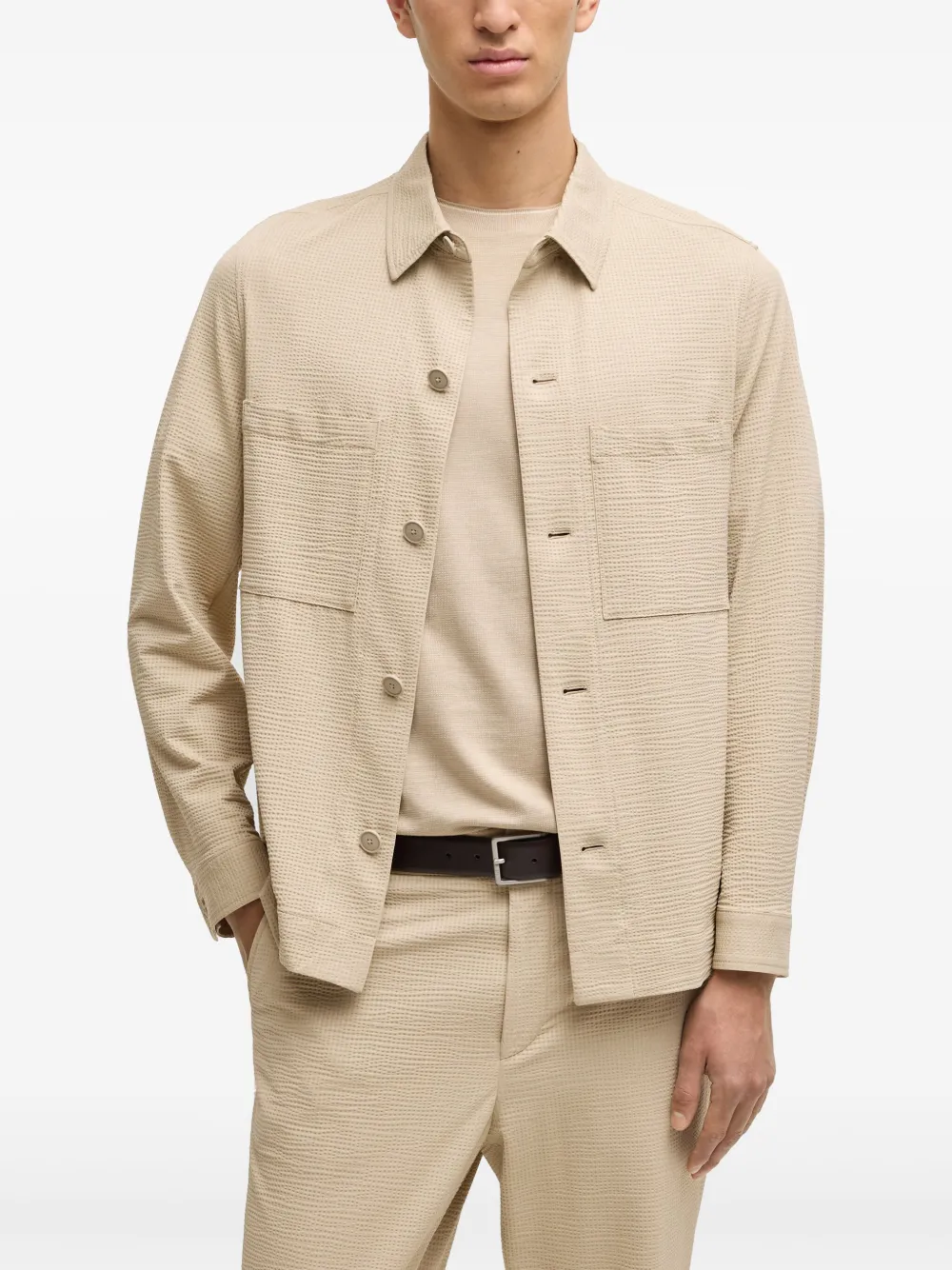BOSS Button-up overhemd Beige