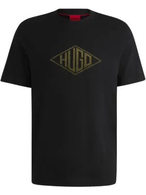 HUGO ロゴ 半袖 Tシャツ レーシングプリント 関税送料込 HUGO tシャツ HUGOコントラストロゴ レギュラーフィット