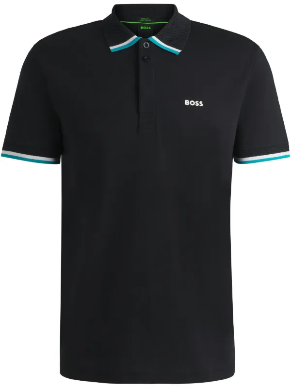 BOSS Cotton Polo Shirt Black FARFETCH IN